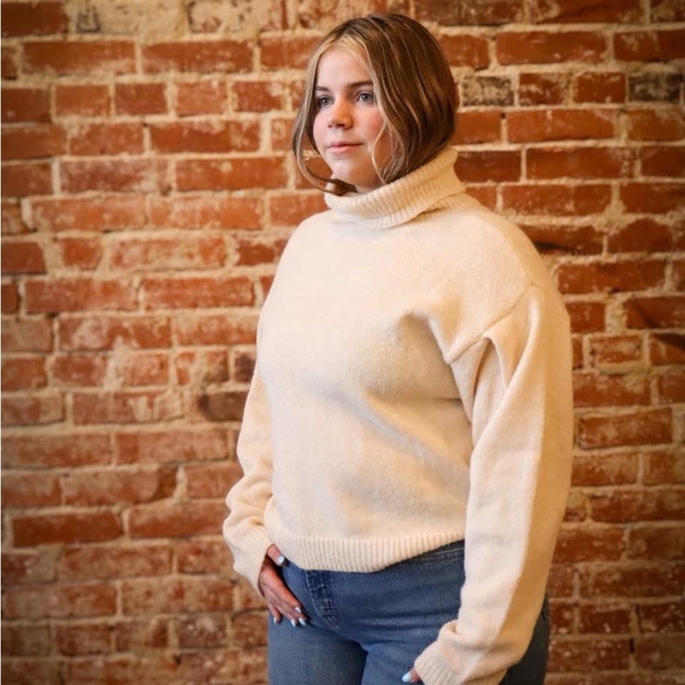 Cozy Cream Turtleneck Sweater for Women